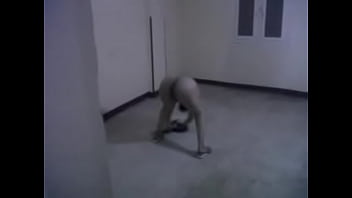 small woman cleaning naked