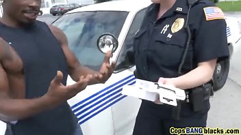 police brunette blonde black cumswap