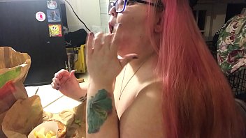 bbw eating naked