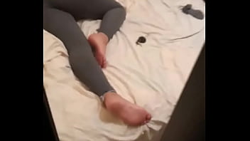 spying brother feet