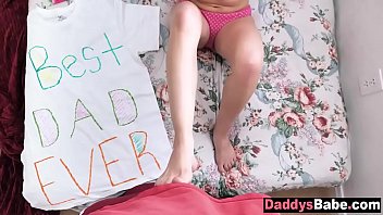 daughter gives dad footjob