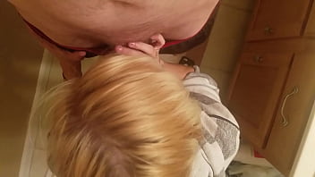 bathroom blowjob swallow