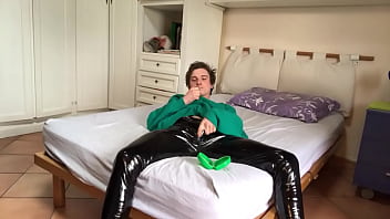 latex pants handjob fetish