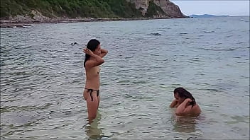 topless beach group;