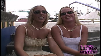 two blondes flashing tits