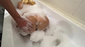 helping mom bath