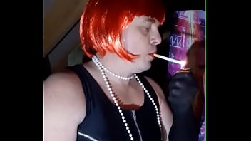 tranny crossdresser smoking