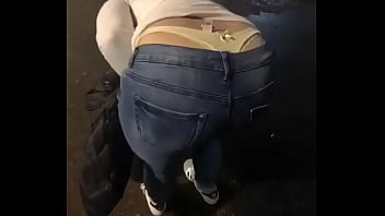 bent over in jeans