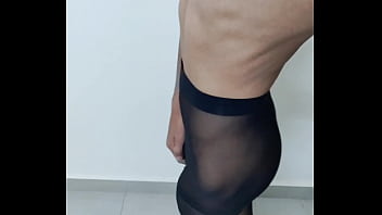 trying on pantyhose