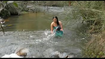 bathing in river