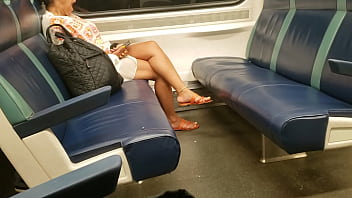 candid train feet