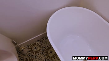 mom brunette milf bath